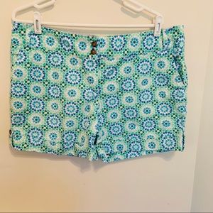 Lands’ End size 16 cuffed shorts with green blue
